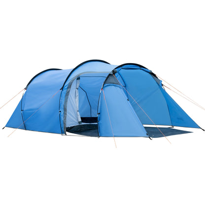 Outsunny 2 Room Tent with Vestibule, Weather-Resistant Camping Tent with Air Vents for Fishing Hiking, Sky Blue