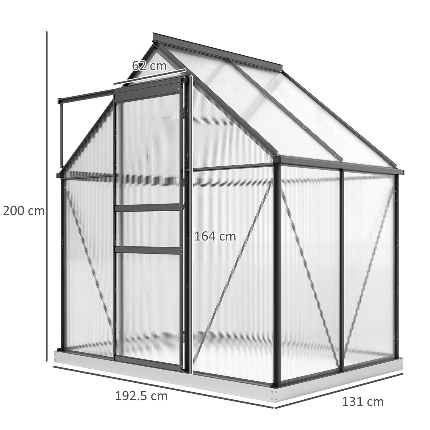 Outsunny 192.5 x 131cm Walk-In Polycarbonate Greenhouse