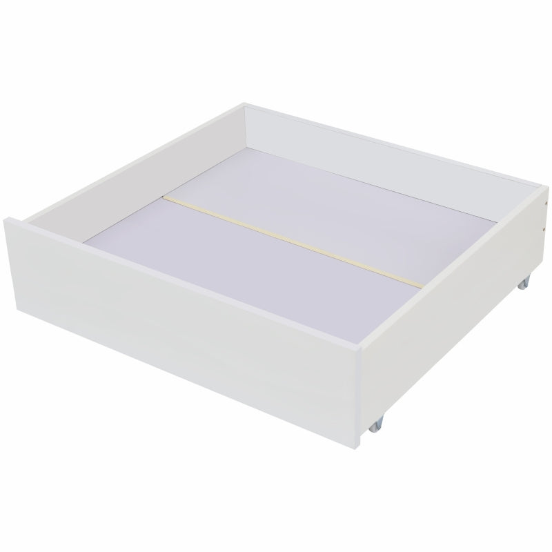 Single Wooden Storage Bed with Built-in Shelves and Underbed Drawer, PiBritish Style Waveood and MDF, for Adults, Kids, Teenagers, 208x100x93 cm, White