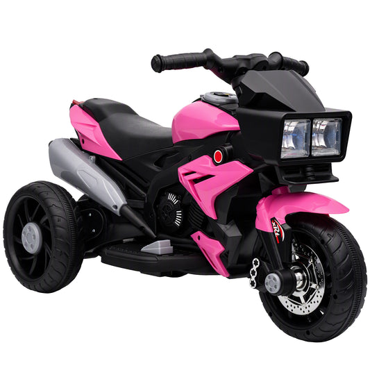 AIYAPLAY Kids Electric Motorcycle Ride-On Toy, 3-Wheel Battery-Operated Motorbike with Horn, Toddler Ride On Bike, Pink