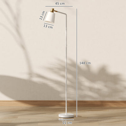 HOMCOM Modern Standing Lamp, Floor Lamp with 350Â° Rotatable Head for Living Room, White