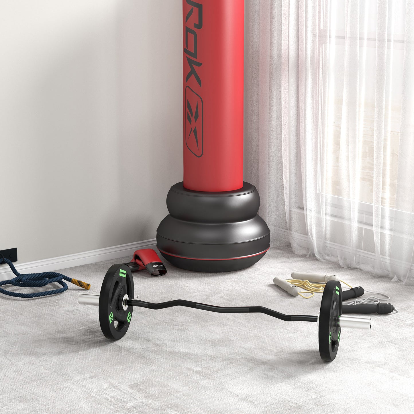 Zestaw sztangi SPORTNOW 2 x 10 kg, powlekane gumą obciążenia Tri-Grip z otworami 2" x 5 cm, do użytku w domu, na siłowni, do podnoszenia ciężarów i treningu siłowego