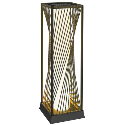Outsunny Garden Rattan Lamp, 77 cm Tall Solar Rattan Floor Lamp, Solar Garden Light z automatycznym włączaniem/wyłączaniem świateł LED, IP44 Wodoodporny do użytku na zewnątrz, na ganku, ścieżce, tarasie, szary