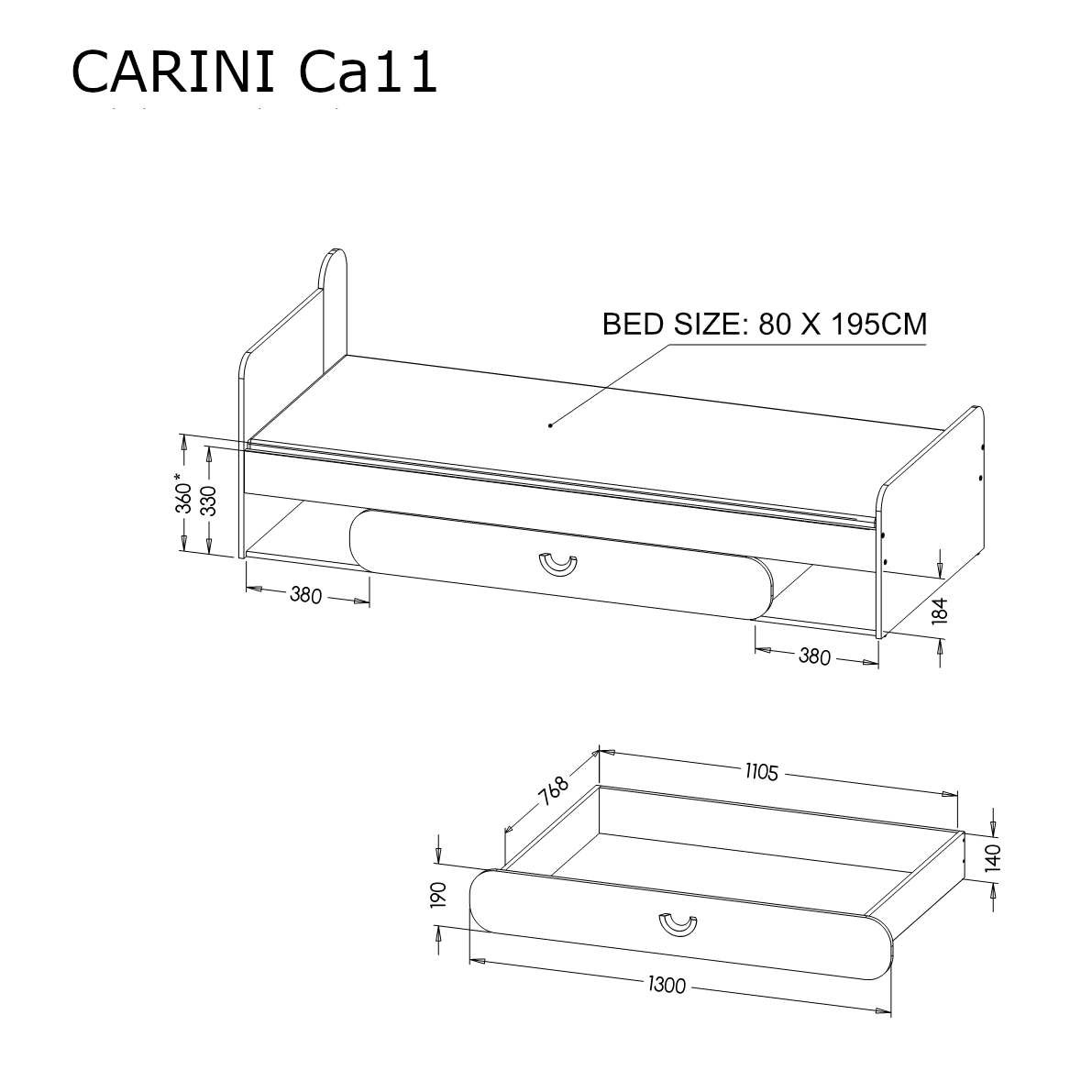 سرير مفرد من كاريني CA11