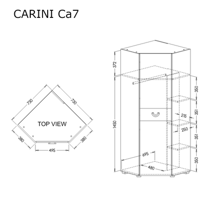 Carini CA7 Corner Wardrobe 73cm