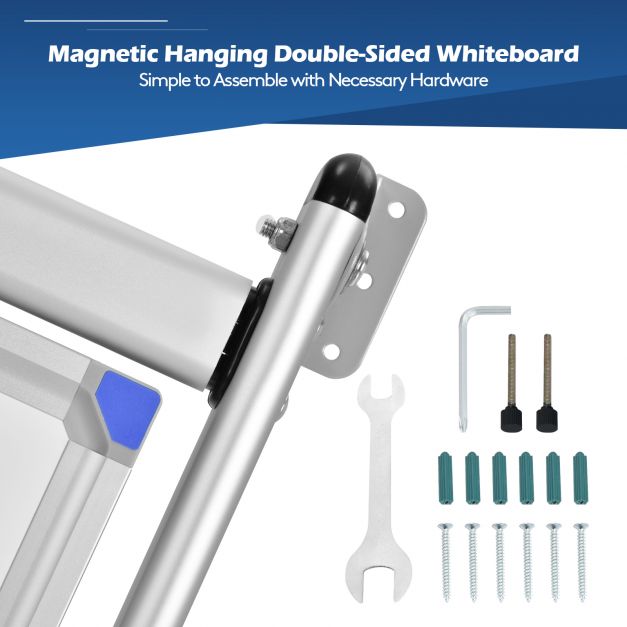 360° Rotating Double-Sided Whiteboard Blackboard with Magnets