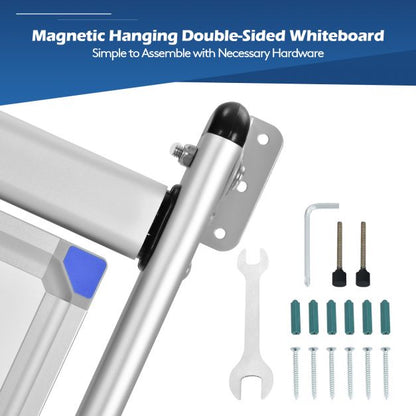 360° Rotating Double-Sided Whiteboard Blackboard with Magnets