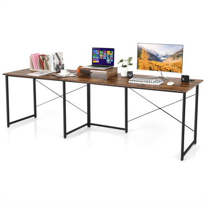 Reversible Corner Study Workstation and Writing Desk with Monitor Stand-Rustic Brown