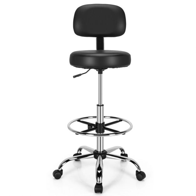 Ergonomic Drafting Chair with Backrest and Adjustable Footrest