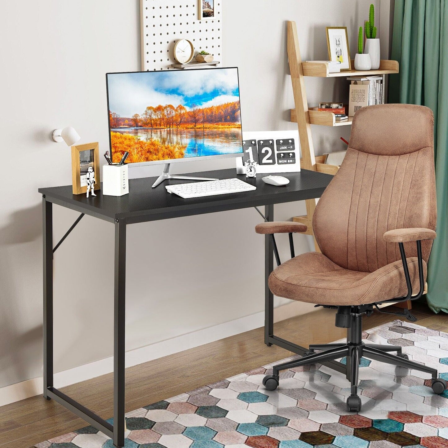 100x50x75cm Wooden Computer Desk for Home Office Bedroom-Black