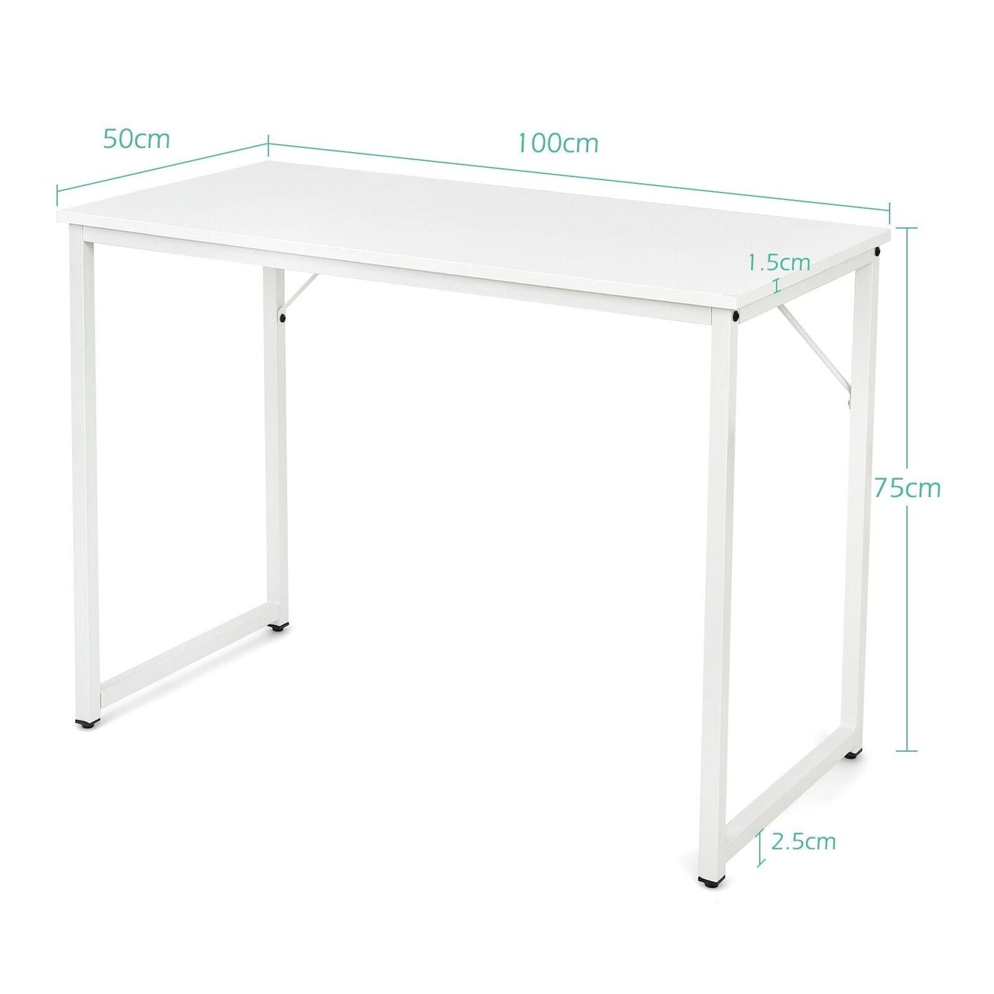 100x50x75cm Wooden Computer Desk for Home Office Bedroom-White