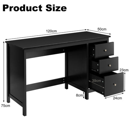 Modern Computer Desk with 3 Drawers for Home Office-Black