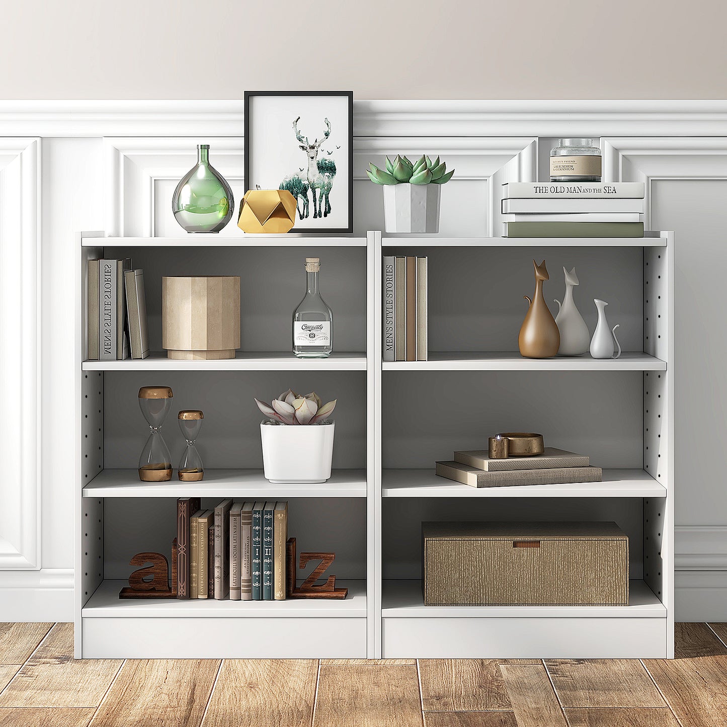3-Tier Floor Standing Open Bookshelf with Anti-toppling Device-White
