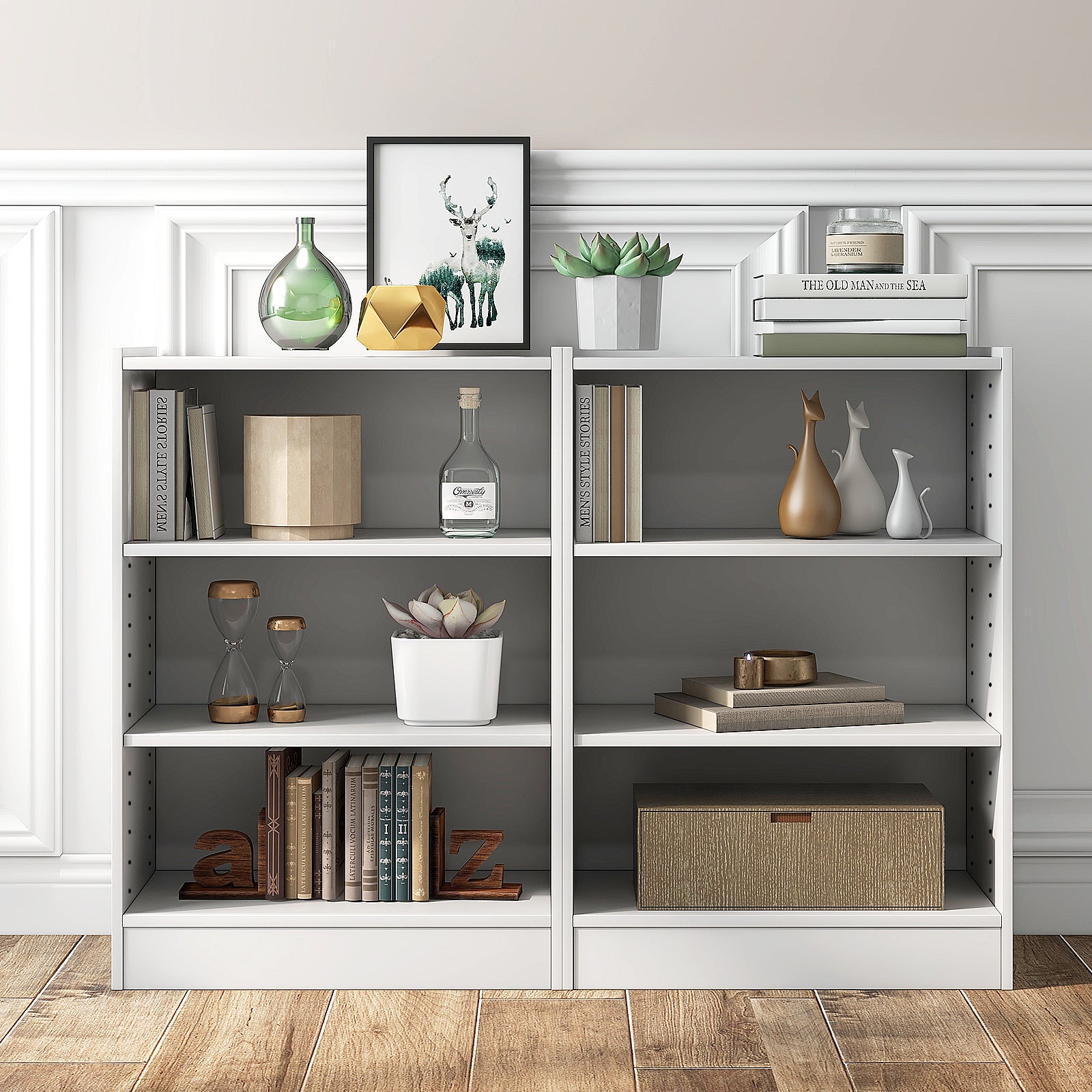 3-Tier Floor Standing Open Bookshelf with Anti-toppling Device-White