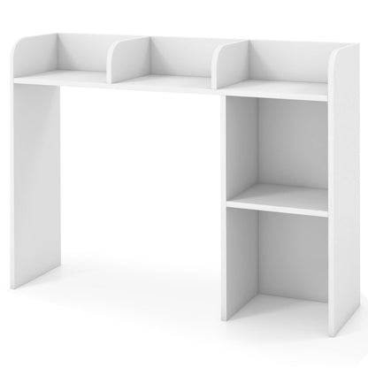 Wooden Desk Bookshelf with 4 Shelves and Open Back Compartment-White