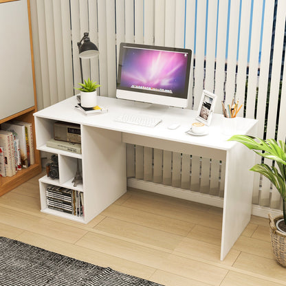Modern Computer Desk with Storage Shelves and Anti-Tipping Kits-White