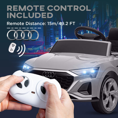 AIYAPLAY Audi Q8 e-tron Sportback Licensed 12V Ride on Car w/ Remote, 4 Spring Suspension Wheels, Headlamps, Music, Horn - Grey
