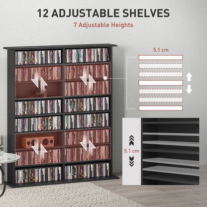 HOMCOM 16-Compartment Media Shelf - Black