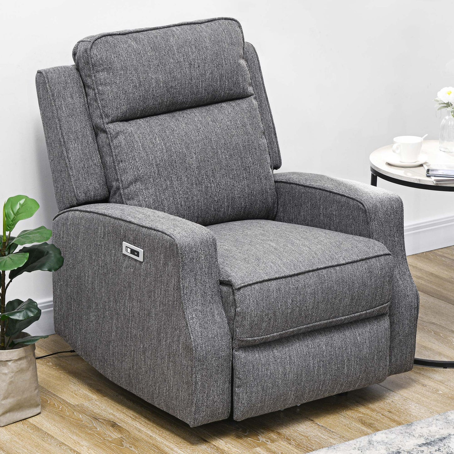 HOMCOM 150  Electric Reclining Chair, with USB port and Footrest - Charcoal Grey
