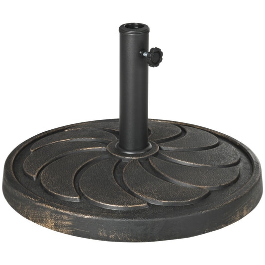 Outsunny 18kg Resin Garden Parasol Base, Round Outdoor Market Umbrella Stand Weight for Poles of _38mm to _48mm, Bronze