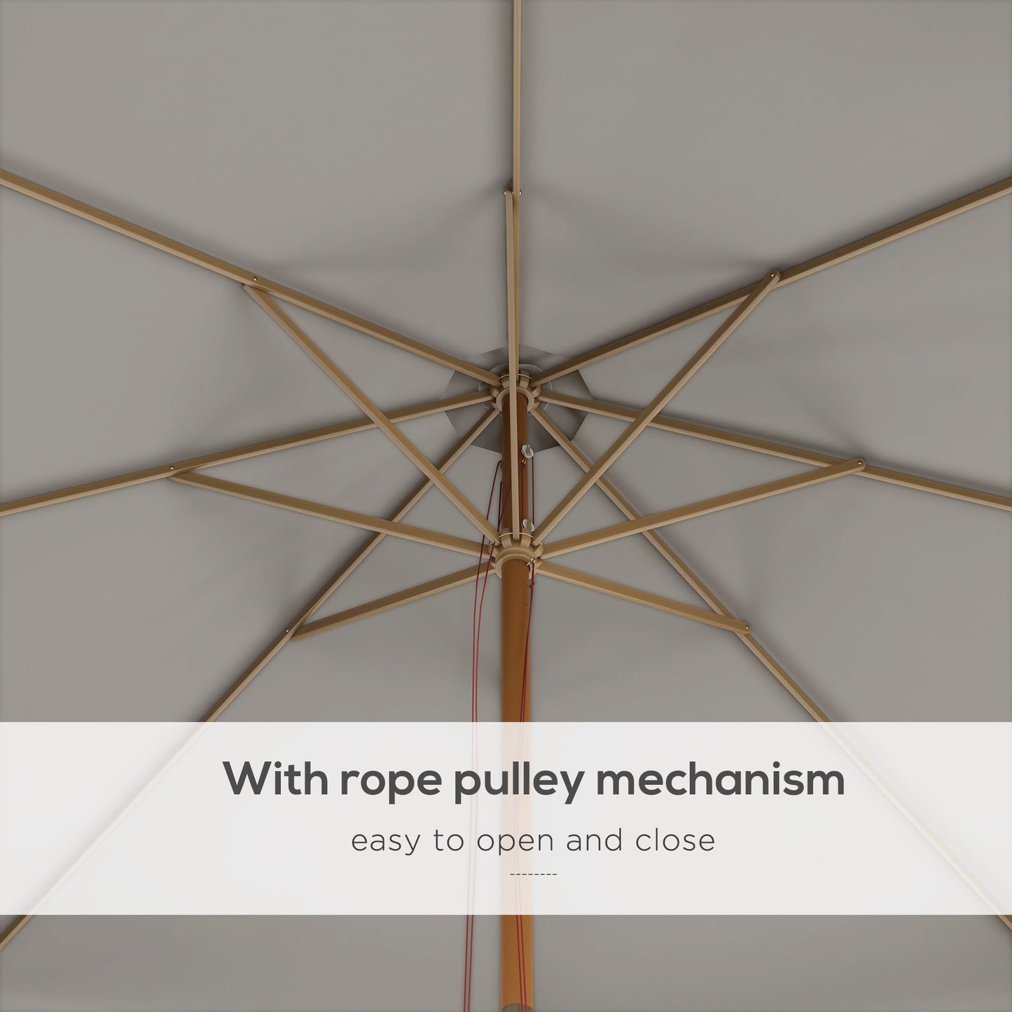 Outsunny 3.3m Elegant Wooden Parasol - Grey