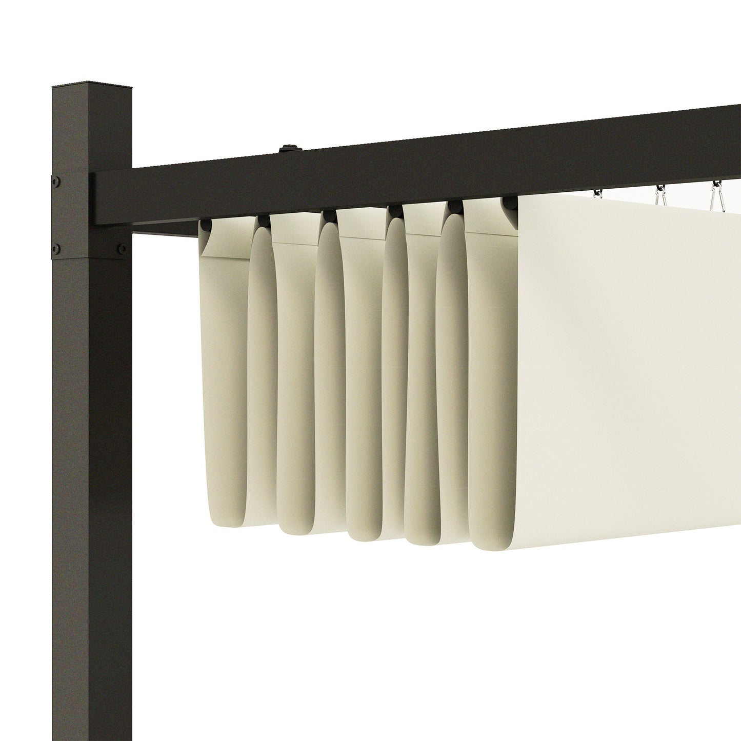Outsunny 3 x 3(m) Metalowa pergola z rozsuwanym dachem i magnetycznym mocowaniem, zestaw ogrodowych altan ogrodowych z baldachimem przeciwsłonecznym, UPF30+, kolumna metalowa 80 mm, kremowo-biały
