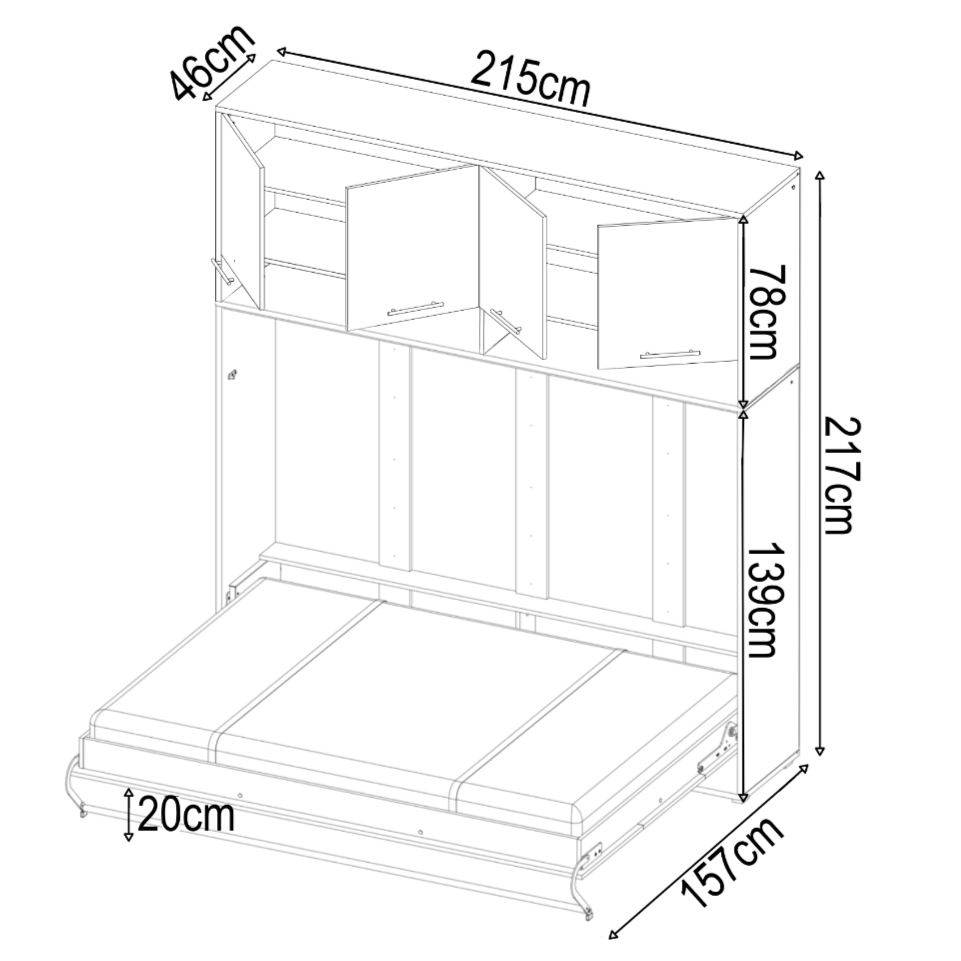 CP-10 Over Bed Unit for Horizontal Wall Bed Concept Pro 120cm