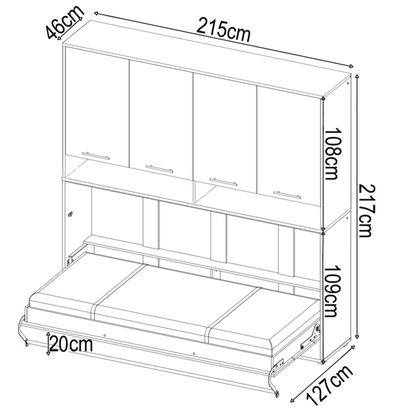 CP-06 Horizontal Wall Bed Concept Pro 90cm with Over Bed Unit