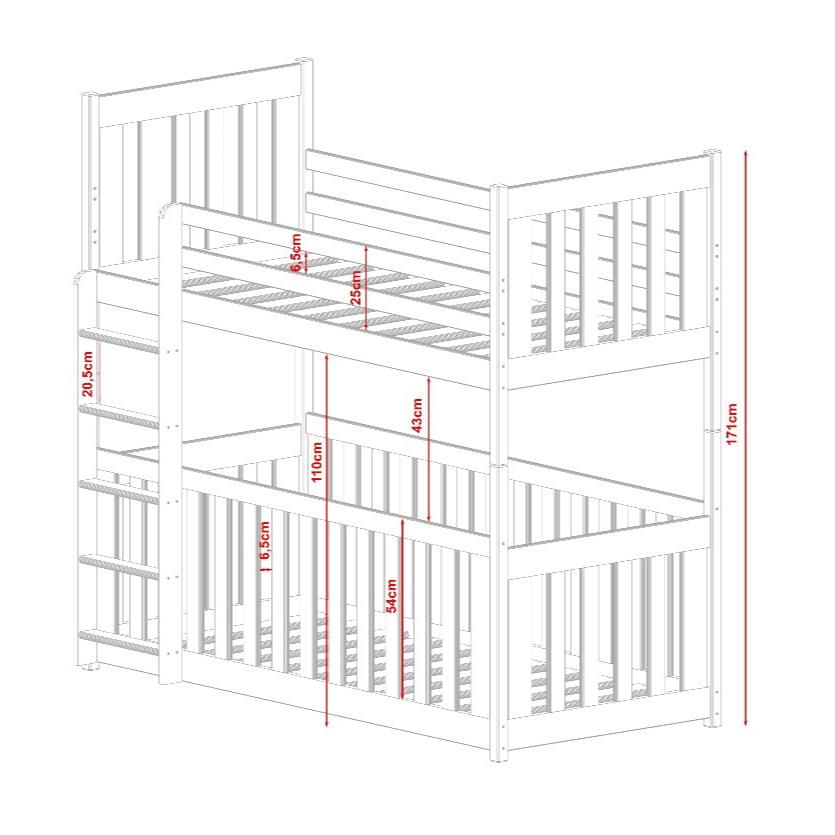 Henley Wooden Bunk Bed Cris with Cot Bed