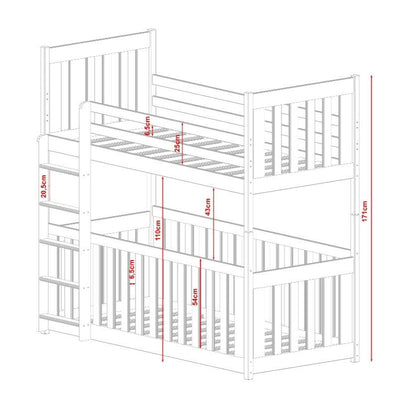 Henley Wooden Bunk Bed Cris with Cot Bed