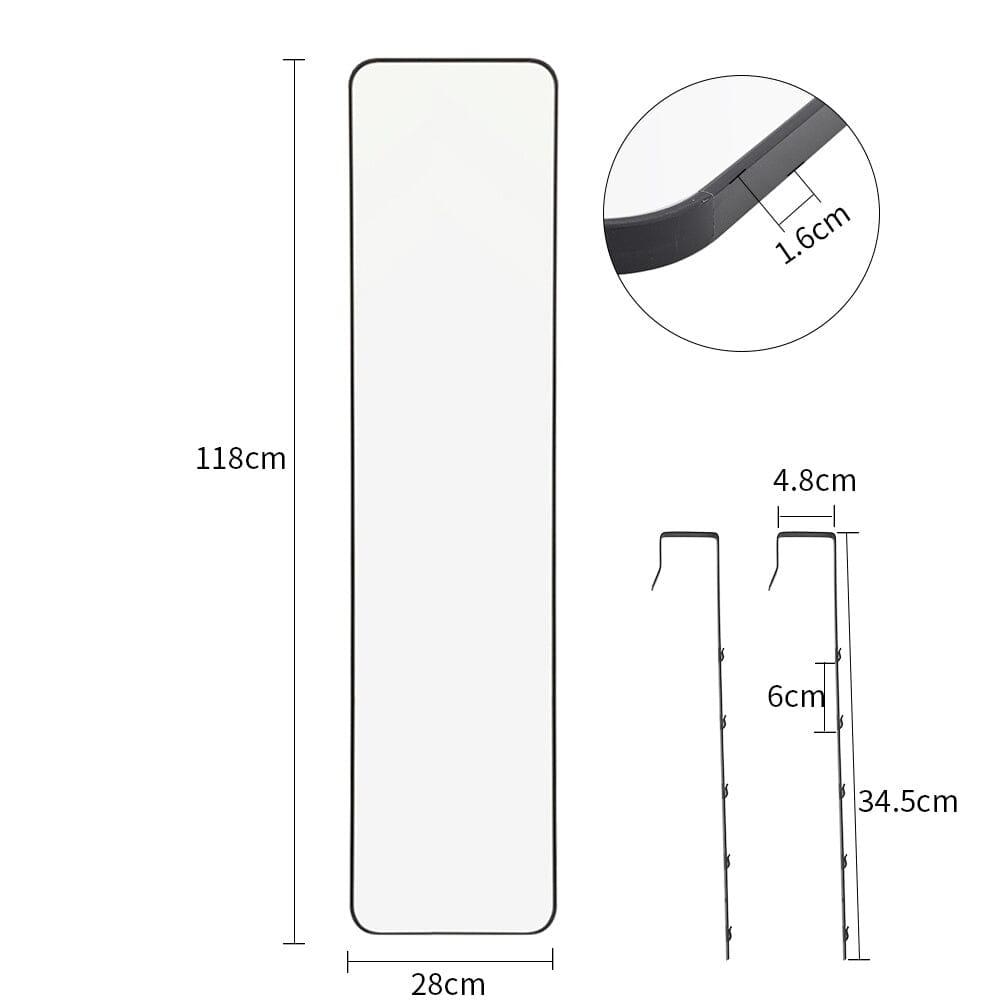 Sleek Door-Hanging Full Length Mirror with Rounded Edges