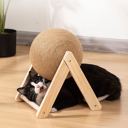 V-Shaped Wooden Cat Scratcher Ball: Fun and Functional Claw Care