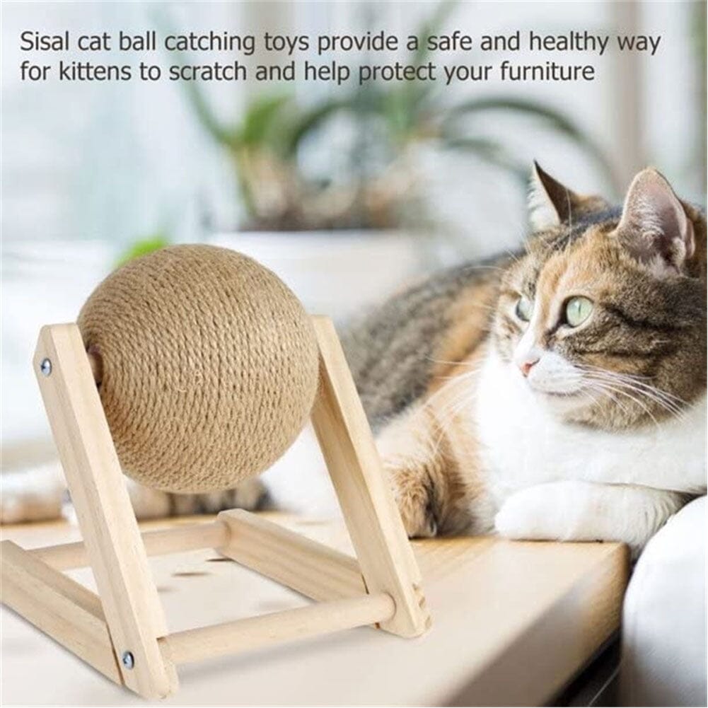 V-Shaped Wooden Cat Scratcher Ball: Fun and Functional Claw Care