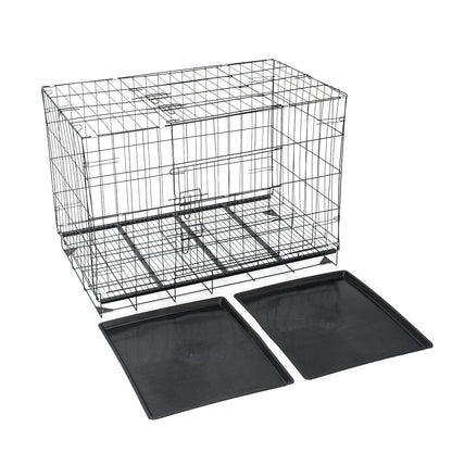 Reinforced Black Pet Cage for Medium to Small Dogs, Cats, and Rabbits