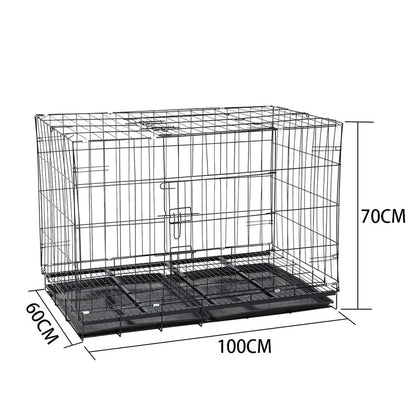 Reinforced Black Pet Cage for Medium to Small Dogs, Cats, and Rabbits