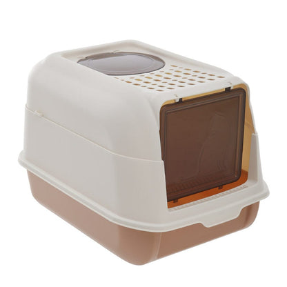 Large Hooded Top Entry Cat Litter Box with Scoop