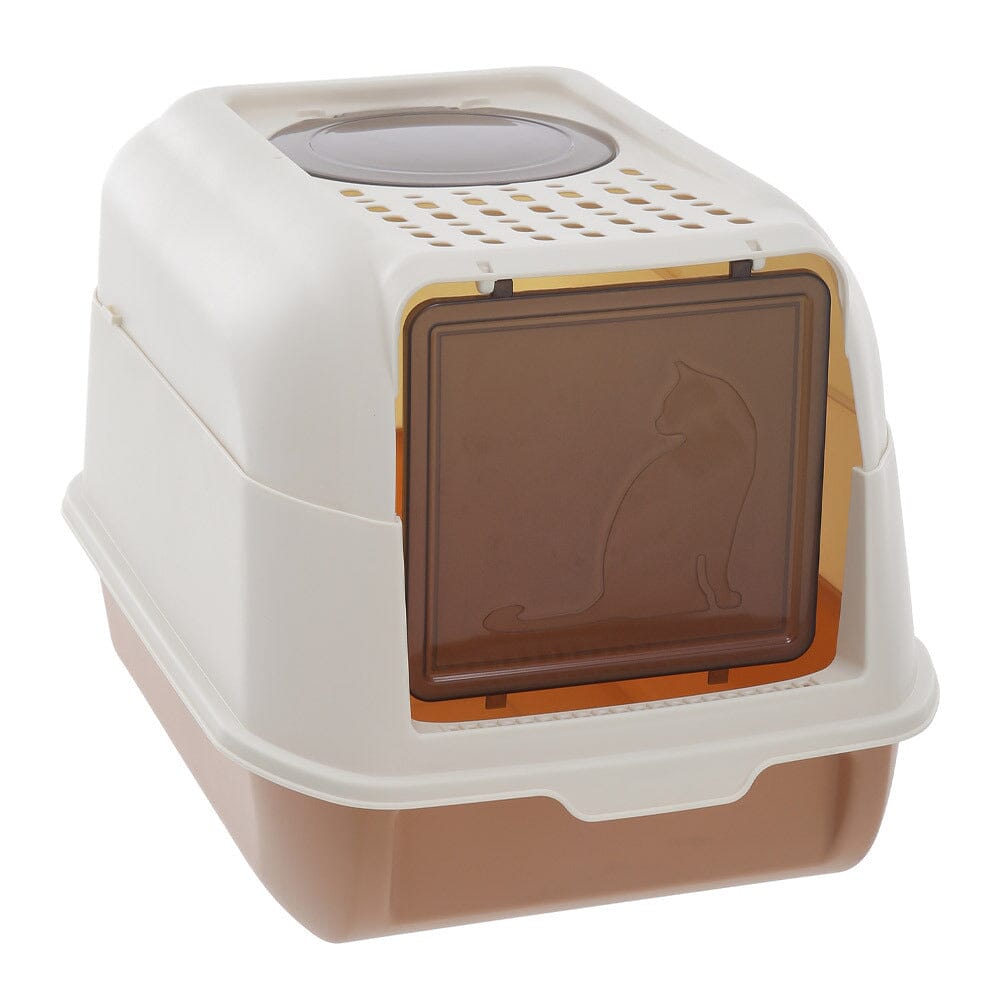 Large Hooded Top Entry Cat Litter Box with Scoop
