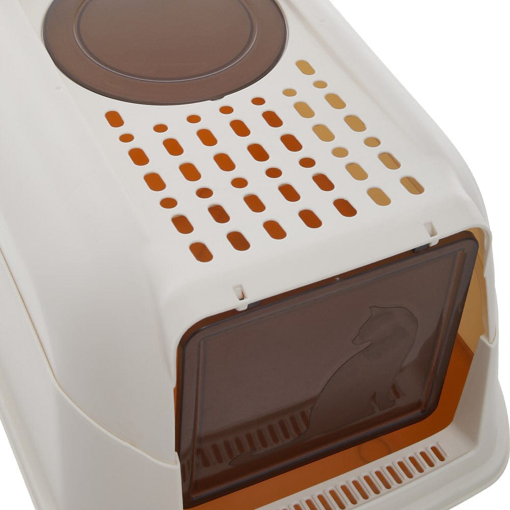 Large Hooded Top Entry Cat Litter Box with Scoop