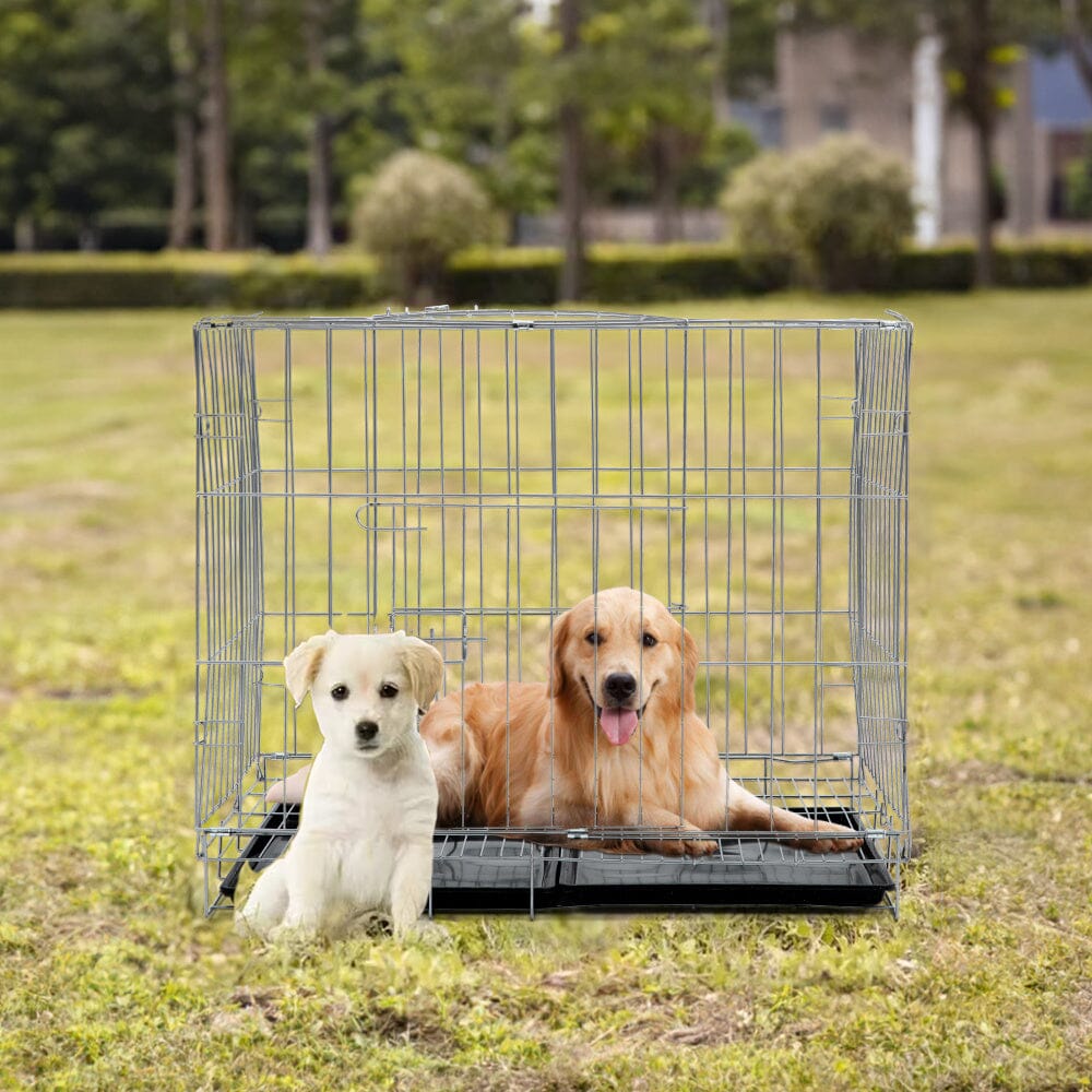 Wire Dog Crate with 2 Doors and Tray