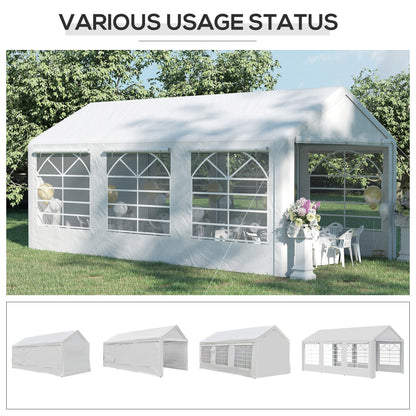 Outsunny Garden Gazebo Marquee Party Tent Wedding Portable Garage Carport shelter Car Canopy Outdoor Heavy Duty Steel Frame Waterproof (6m x 3m)