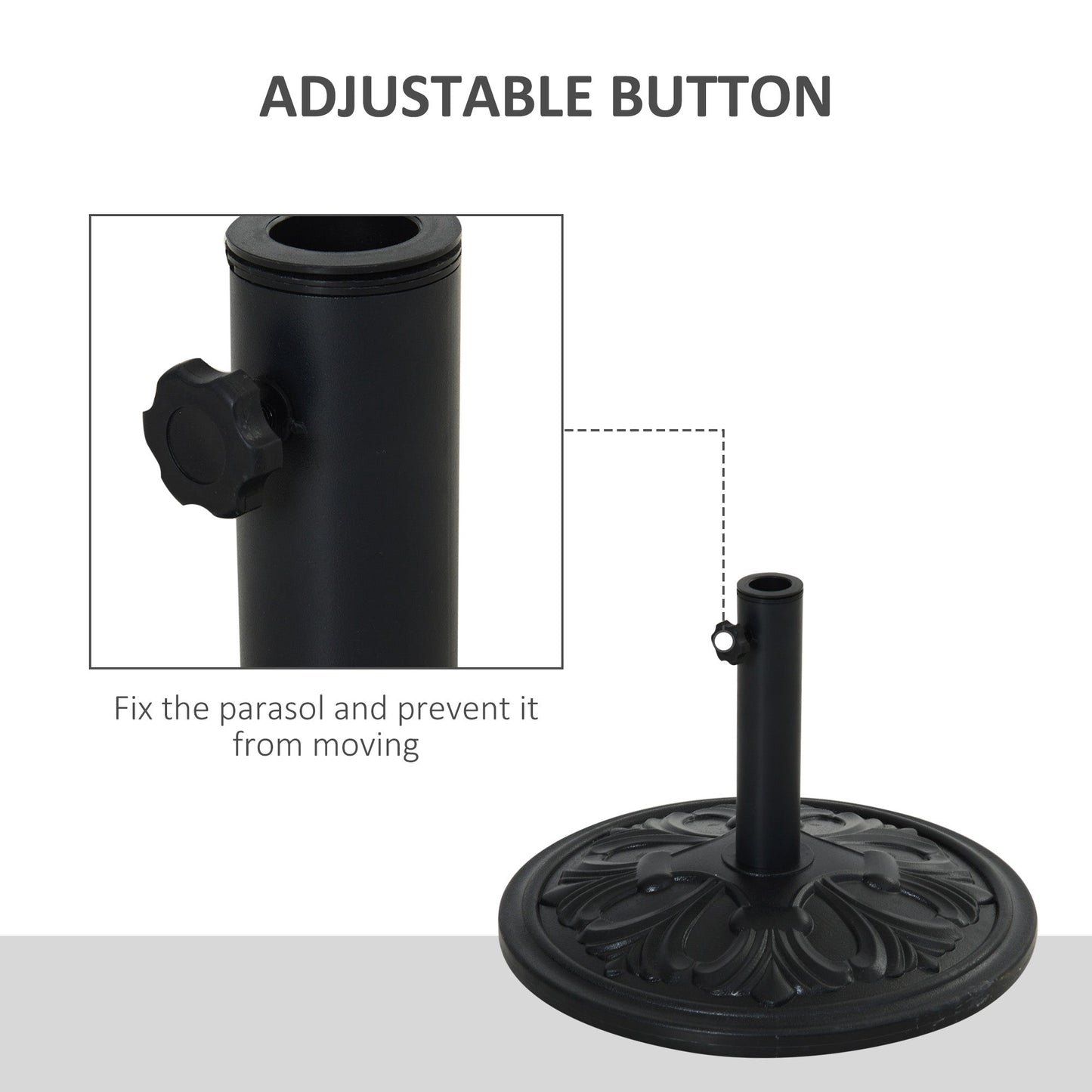 Outsunny 13kg Round Parasol Base Sun Umbrella Weight Stand Holder Patio Outdoor Garden, Black