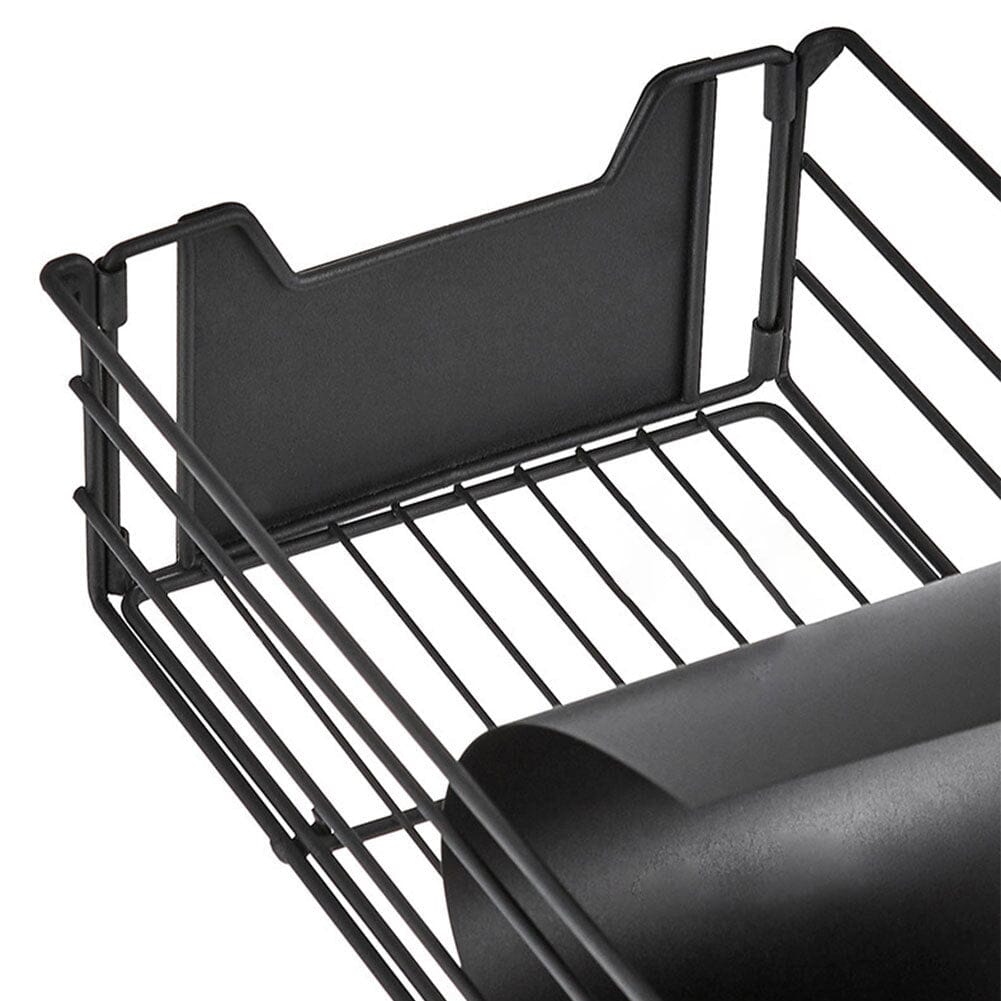Sleek Black Microwave Rack with Four Tiers for Optimal Kitchen Organization