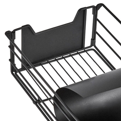 Sleek Black Microwave Rack with Four Tiers for Optimal Kitchen Organization