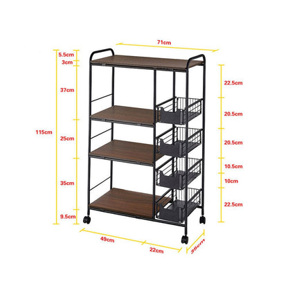Sleek Black Microwave Rack with Four Tiers for Optimal Kitchen Organization