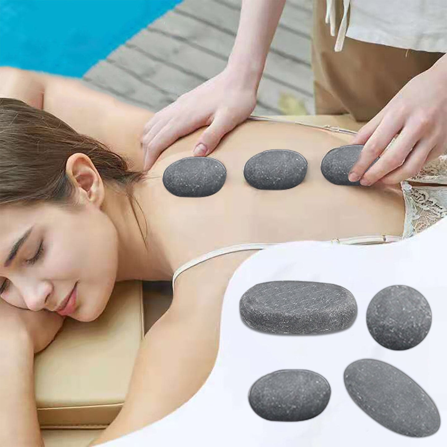 Stainless Steel Heater, Basalt Massage Stone Set for Spa