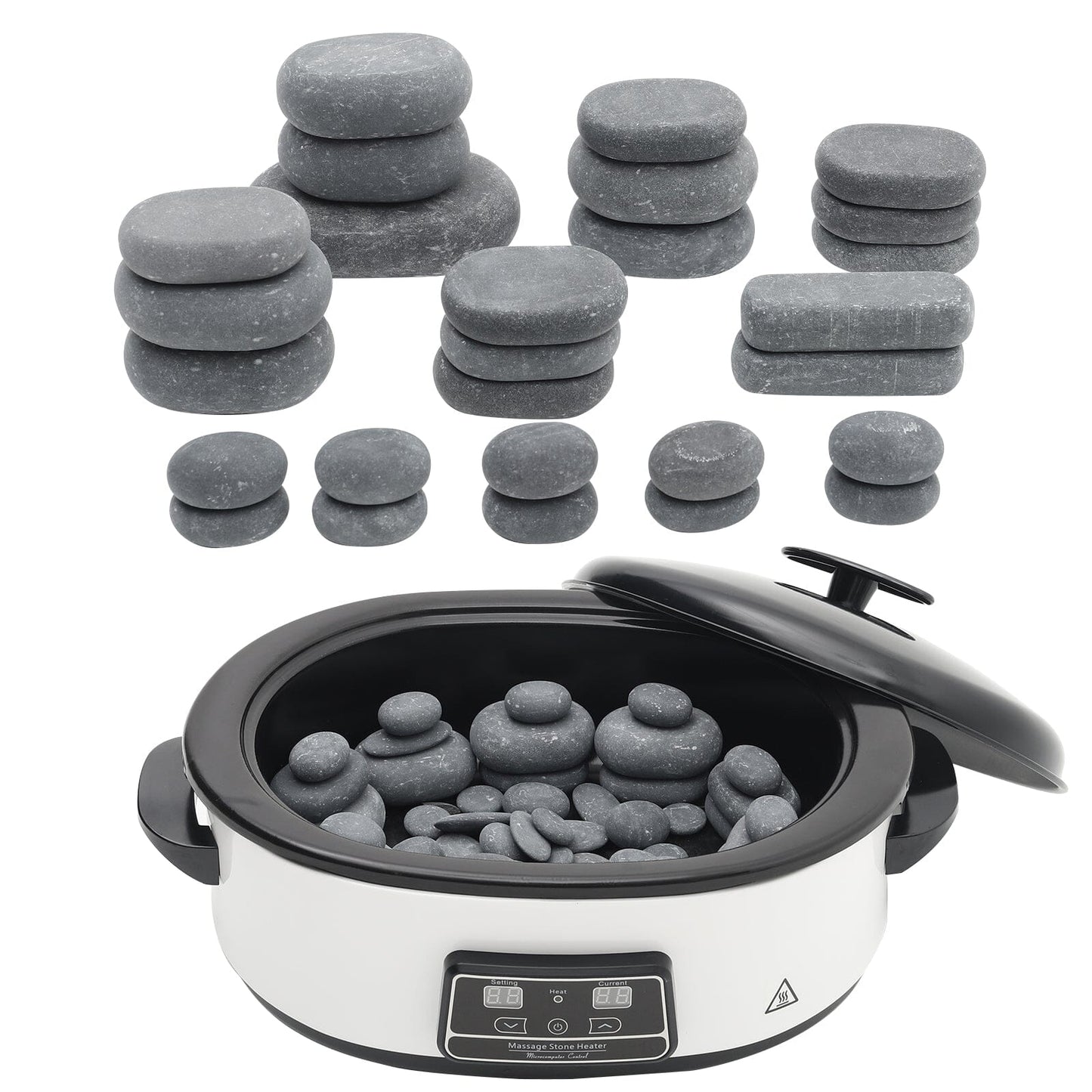 Stainless Steel Heater, Basalt Massage Stone Set for Spa