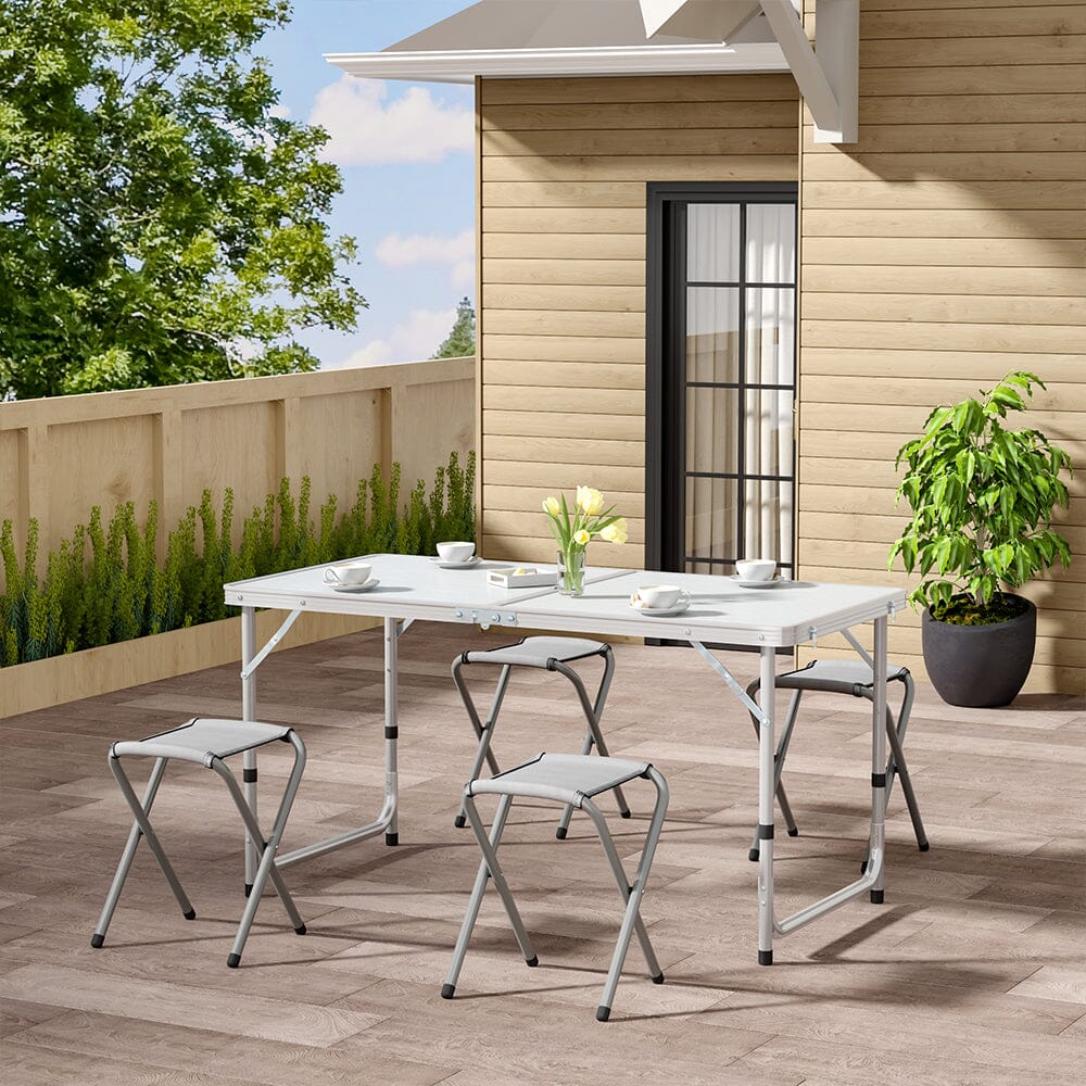 Portable Aluminium Folding Picnic Table with 4 Stools