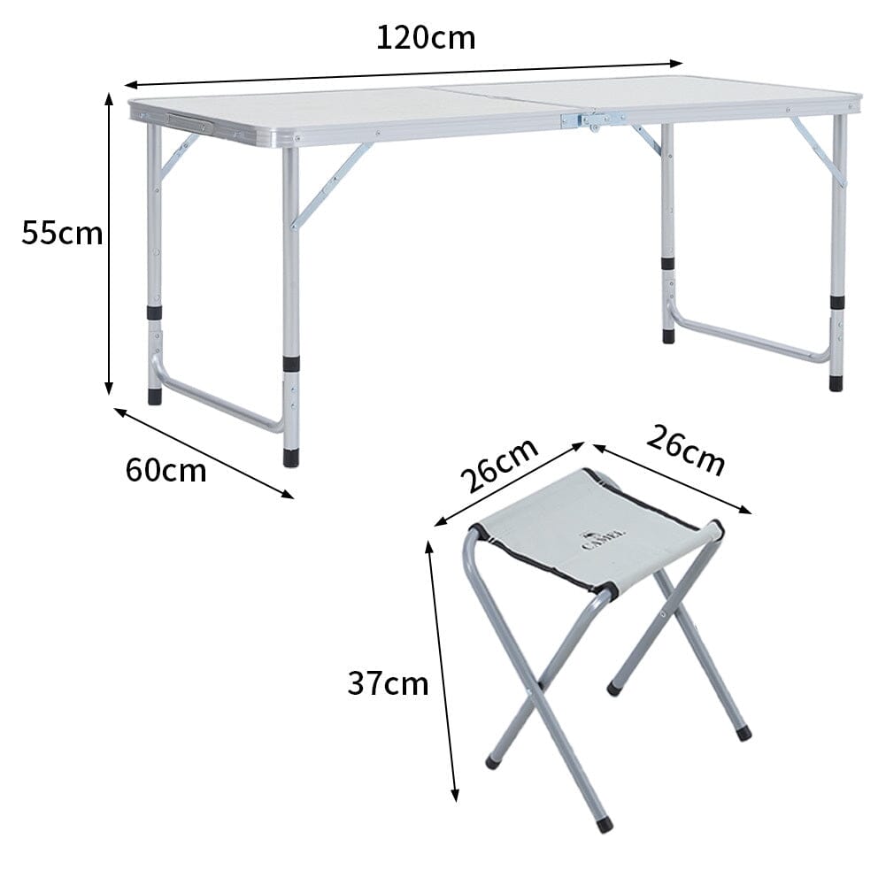 Portable Aluminium Folding Picnic Table with 4 Stools