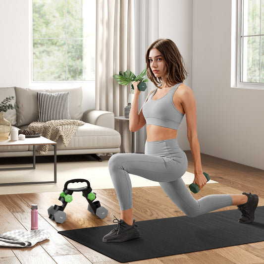 SPORTNOW Dumbbells Set with Storage Rack, 2 x 1kg, 2 x 3kg, 2 x 5kg, Green