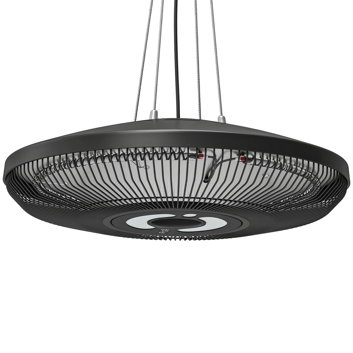 Outsunny Hanging Electric Patio Heater with LED Light, 1000/2000 W IP65 Outdoor Infrared Heater with Touch/Remote Control, Black